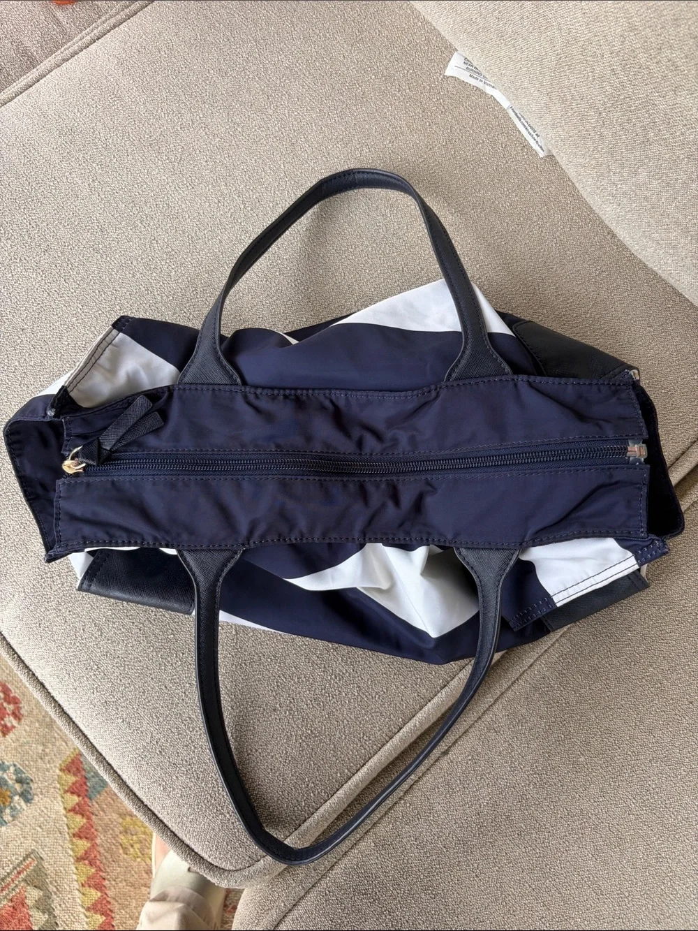 Tory Burch Striped Ella packable Tote Bag.
